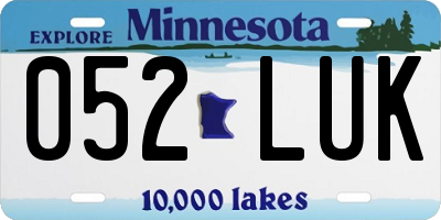 MN license plate 052LUK