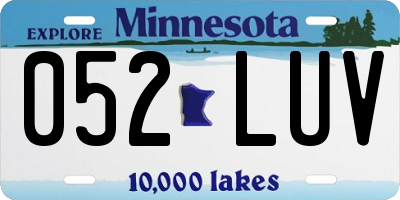 MN license plate 052LUV
