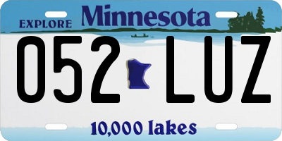 MN license plate 052LUZ