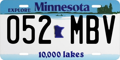 MN license plate 052MBV