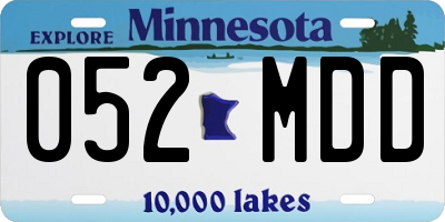 MN license plate 052MDD