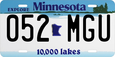 MN license plate 052MGU