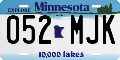 MN license plate 052MJK