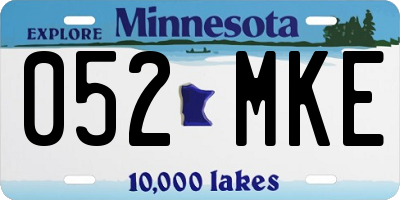 MN license plate 052MKE