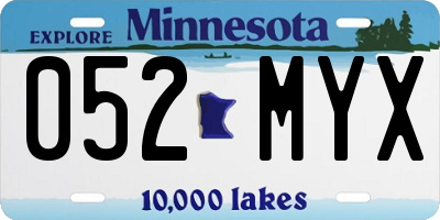 MN license plate 052MYX