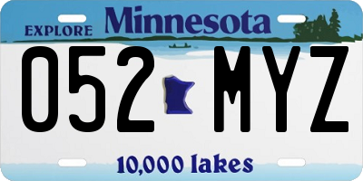 MN license plate 052MYZ