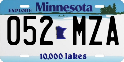 MN license plate 052MZA