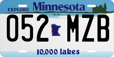 MN license plate 052MZB