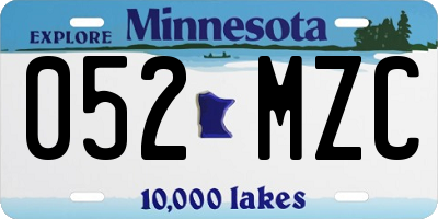 MN license plate 052MZC