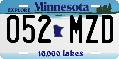 MN license plate 052MZD