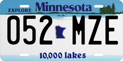 MN license plate 052MZE