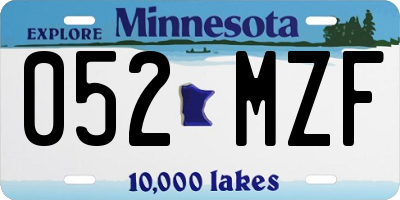 MN license plate 052MZF