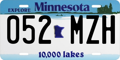 MN license plate 052MZH