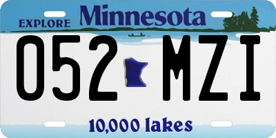 MN license plate 052MZI