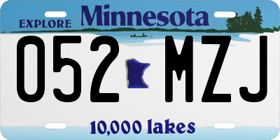 MN license plate 052MZJ