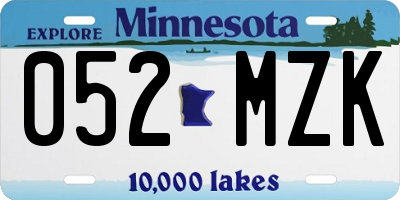 MN license plate 052MZK