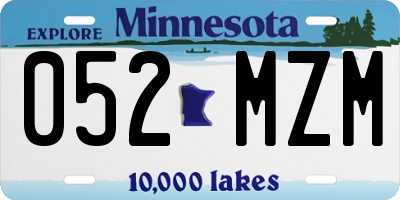 MN license plate 052MZM