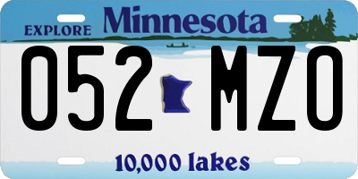 MN license plate 052MZO