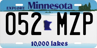 MN license plate 052MZP