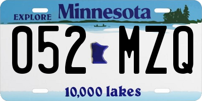 MN license plate 052MZQ