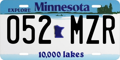 MN license plate 052MZR