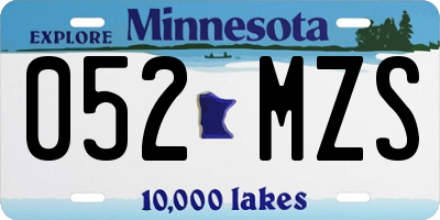 MN license plate 052MZS