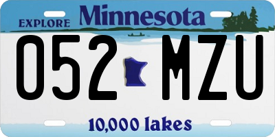 MN license plate 052MZU