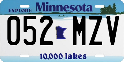 MN license plate 052MZV
