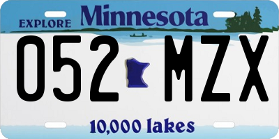 MN license plate 052MZX