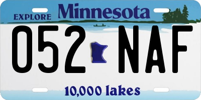 MN license plate 052NAF