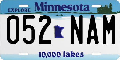 MN license plate 052NAM