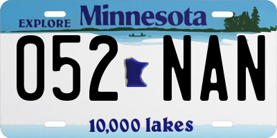 MN license plate 052NAN