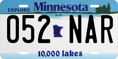 MN license plate 052NAR