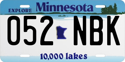 MN license plate 052NBK