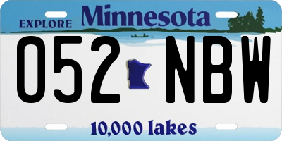 MN license plate 052NBW
