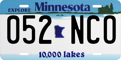 MN license plate 052NCO