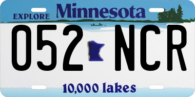 MN license plate 052NCR