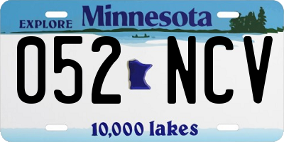 MN license plate 052NCV