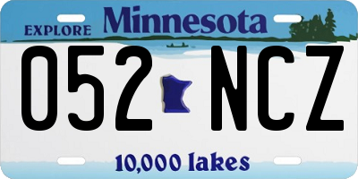 MN license plate 052NCZ