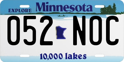 MN license plate 052NOC