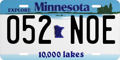 MN license plate 052NOE