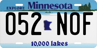 MN license plate 052NOF