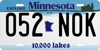 MN license plate 052NOK