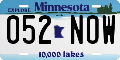 MN license plate 052NOW