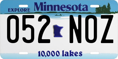 MN license plate 052NOZ