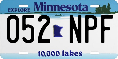 MN license plate 052NPF