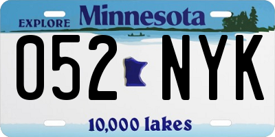 MN license plate 052NYK