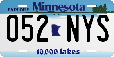 MN license plate 052NYS