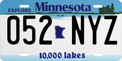 MN license plate 052NYZ