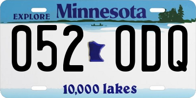 MN license plate 052ODQ